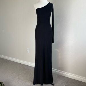 Bcbgmaxazaria Silk Black One-Shoulder Dress